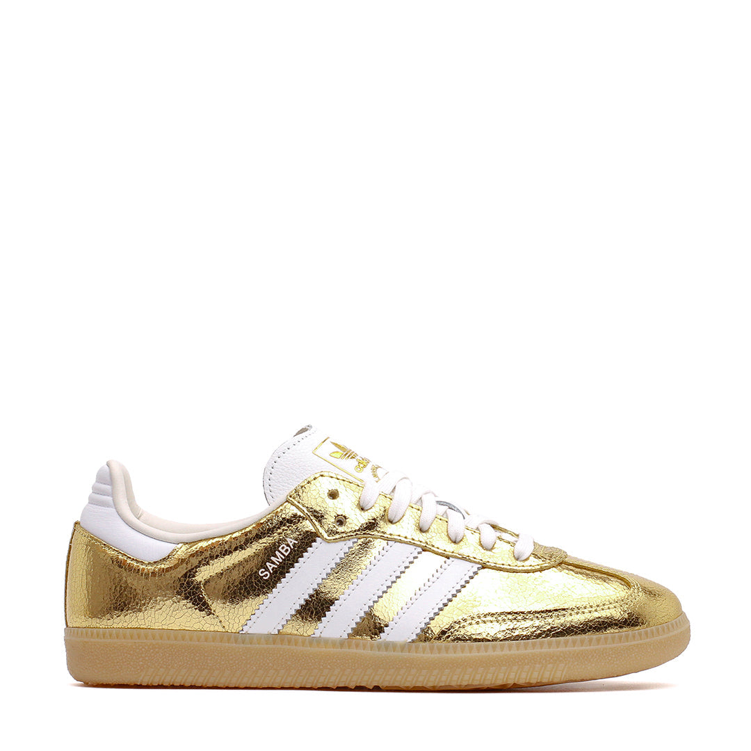 Adidas Women Samba OG Gold Metallic Cracked Leather KI5719