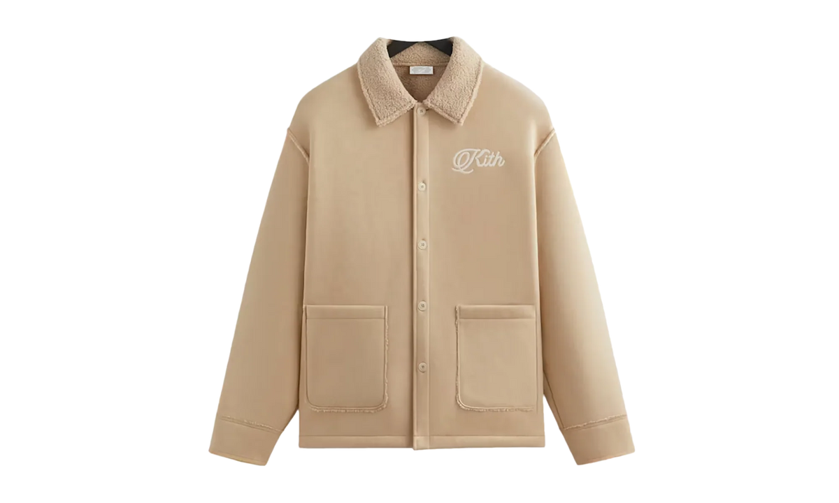 Faux Shearling Long Sleeve Boxy Collared Overshirt "Stolid" khm032631 3037