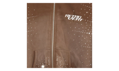 Rhinestone Zip Up Jacket "Brown" RET029