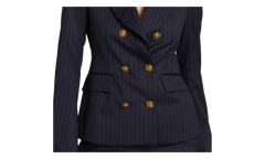 Pinstripe Double Breasted Blazer Suit Jacket "Navy" 0400022558453
