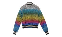 Silk Rainbow Leopard Bomber Jacket "Black" WOBOM-SLRBLW