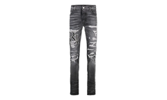 Embroidered Staggered Logo Jeans "Storm Grey Black White" AW23MDS008 516