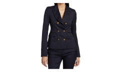 Pinstripe Double Breasted Blazer Suit Jacket "Navy" 0400022558453