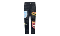 Playboy Magazine Printed Logo Jeans "Aged Black Multi" MDS081 023