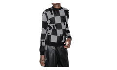 Logo Check Cashmere Crewneck Sweatshirt "Black / White" MKL018 004