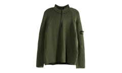 Half Zip Ribbed Polo Shirt "Military Green" 5100024 S00L7 V0054