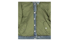 Reversible Denim Trucker Jacket "Indigo Olive Green" WORTB NYLINO BLUE
