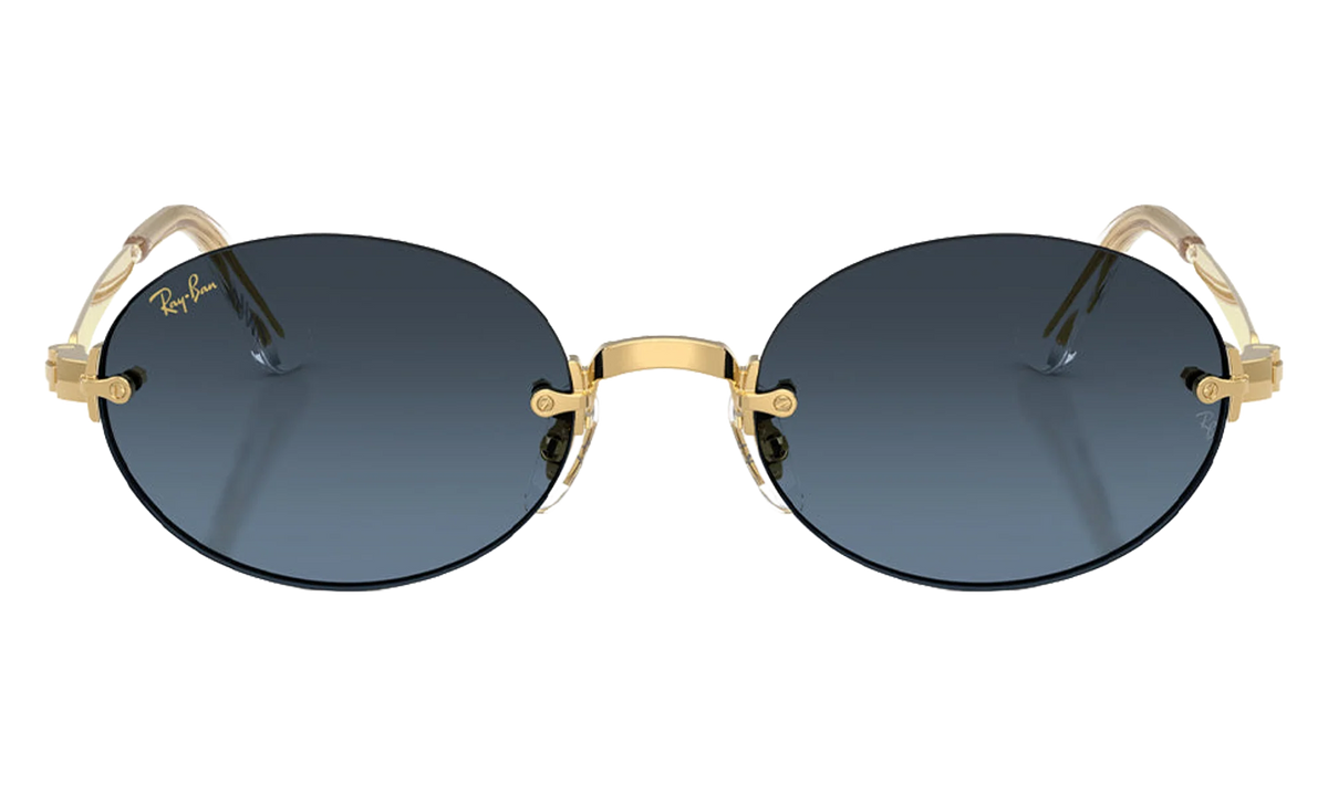 Ray-Ban Rimless "A$AP Rocky - Polished Arista Gold with Blue Gradient Dark Grey Lens" RB3929 001 S2