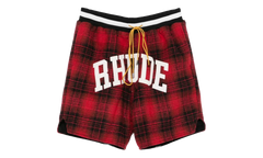 Rhude Flannel Collegiate Court Logo Short "Red Black" PF25SH017353122