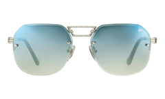 CEO Bevel Rimless Drill Mount 18KT "White Gold / Pastel Blue Flash Silver" DMCE2 0006 48A5