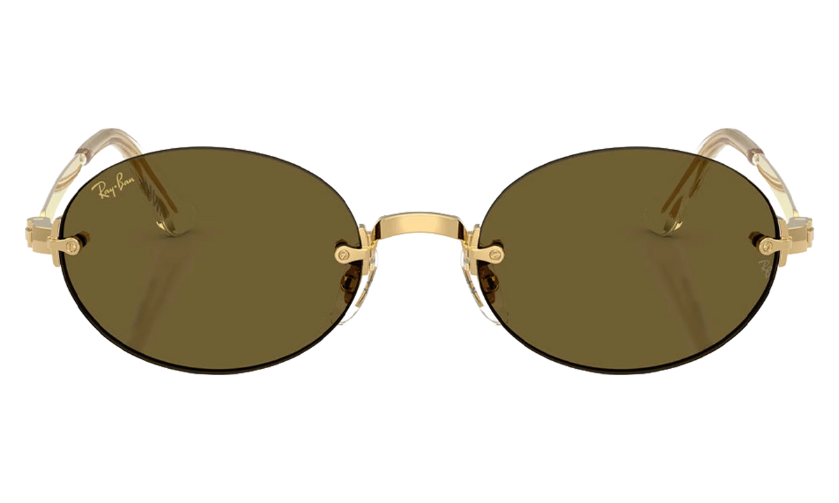 Ray-Ban Rimless "A$AP Rocky - Polished Arista Gold with Dark Brown Lens" RB3929 001 73